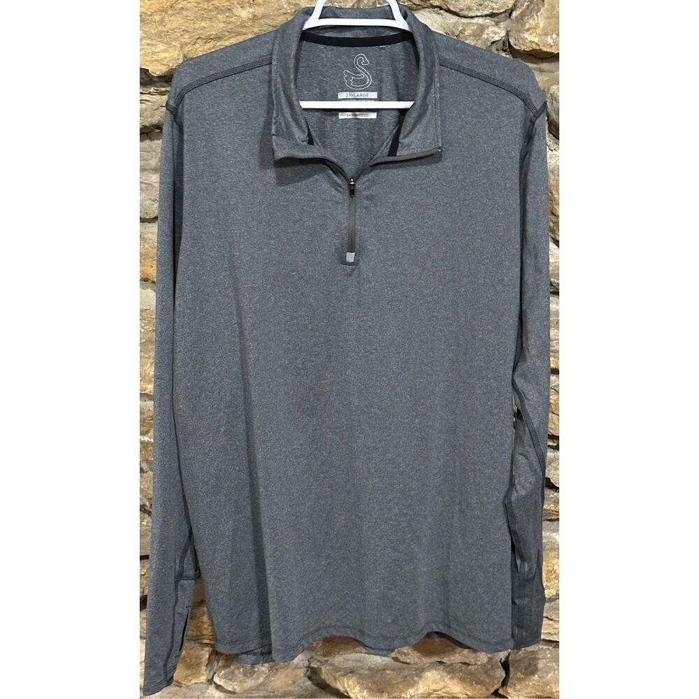 Men’s Swannies Sweater Gray Golf 1/4 Zip Lined Pullover Stretch Comfort Active 2
